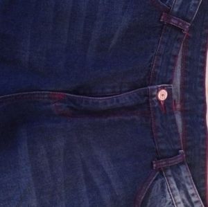 MEN'S BLUE JEANS WITH RED STITCHING